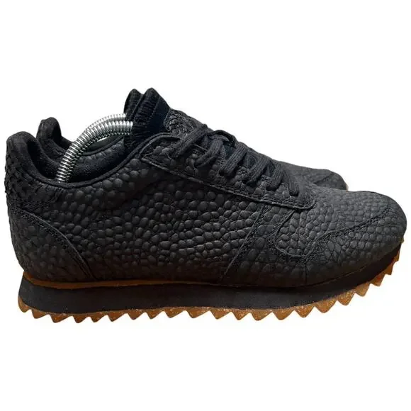 WODEN Ydun Croco II Sneaker Women Size US 5.5 Black Textured Leather Shoe *READ - Picture 9 of 16